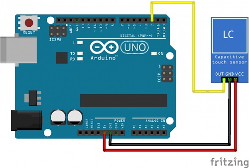 Схема подключения сенсорной кнопки к Arduino