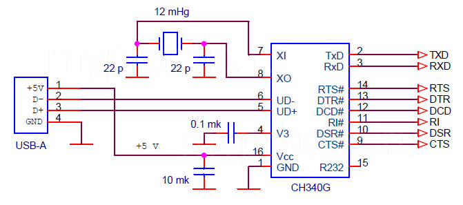 Ch340g схема включения